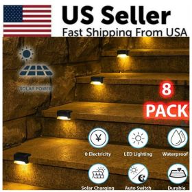 8 Pack New Solar Deck Lights Outdoor Waterproof LED Steps Lamps For Stairs Fence
