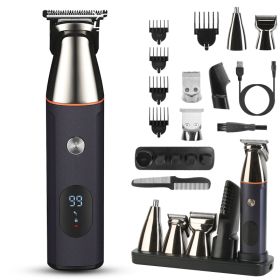 1Set All In One Beard Trimmer For Men Father's Day Gift With 5 Trimmer Heads IPX5 Waterproof Electric Razor For Face Nose Body Beard Cordless Hair Sha