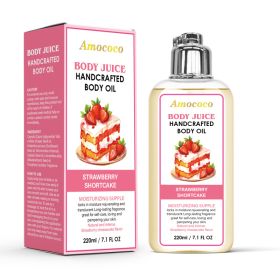 Only Supports Self Pickup With Waybill Amococo Strawberry Shortcake Body Juice Oil, 220ml Handcrafted Moisturizing Body Oil For Dry Skin, Long-Lasting