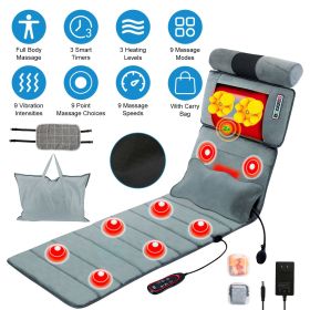 Full Body Electric Massage Mat with Heat Vibration Massage Pad Cushion Back Massage Mattress Chair Pad with Neck Massager Lumbar Pillow with 10 V