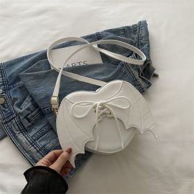 Heart Shape Bag Strap Design Bat Wings One Shoulder Crossbody Bag (Option: white)
